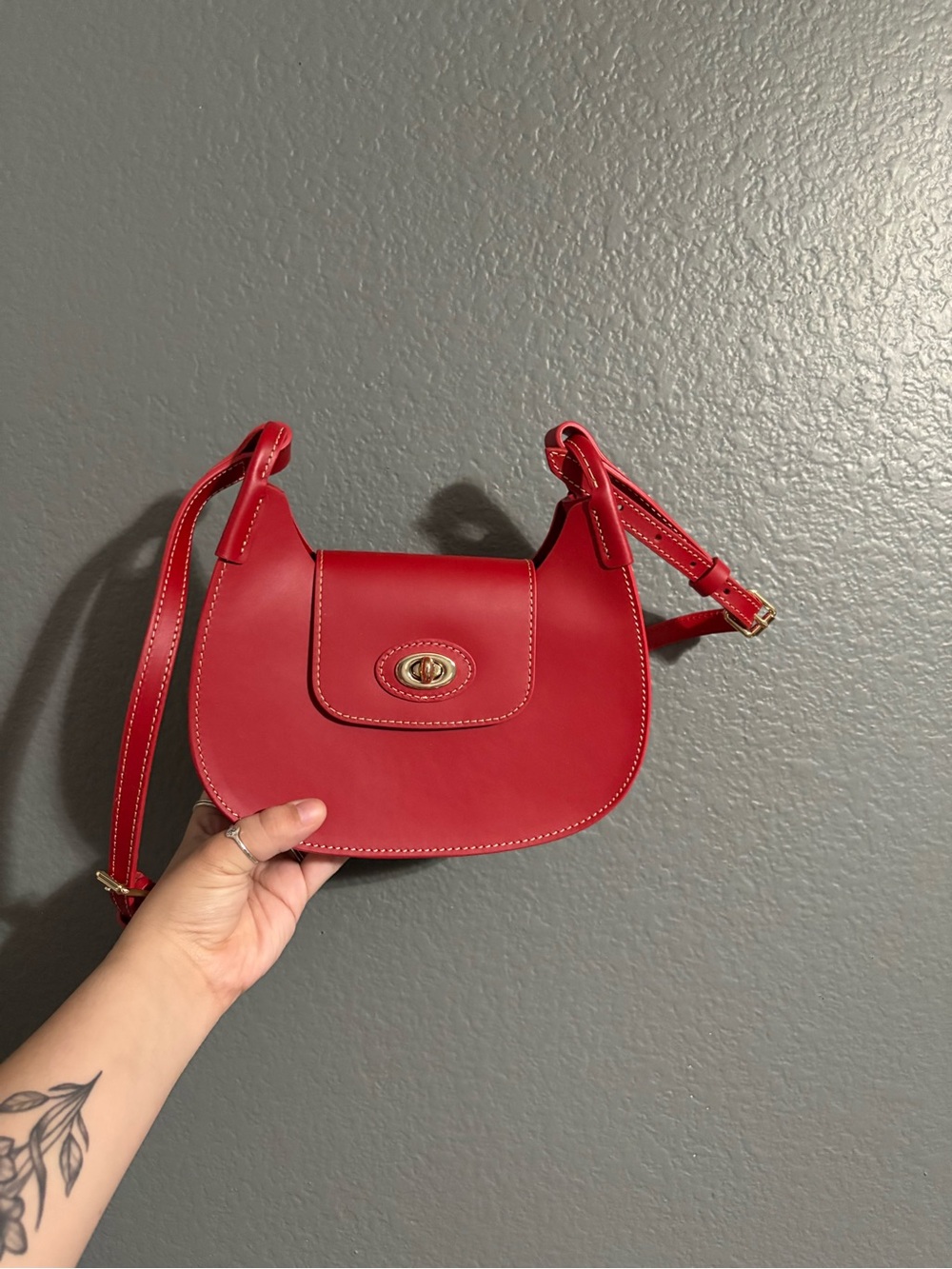 Dooney & Bourke Red Leather Crossbody with Turn-Lock